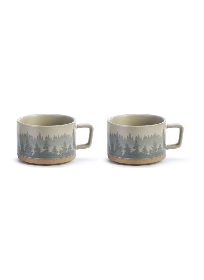 DEMDACO Forest Mist Hazy Grey Ombre 16 ounce Ceramic Stoneware Soup Mugs Set of 2