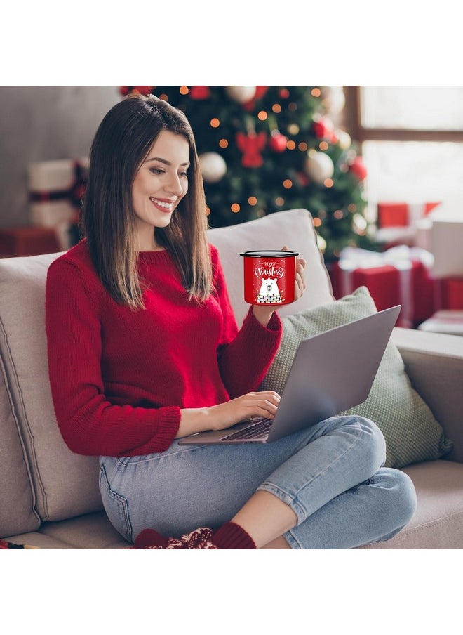 CHENGU Set of 12 Christmas Enamel Mug Bulk 12 oz Hot Chocolate Mugs Holiday Hot Cocoa Ceramic Mugs Merry Christmas Xmas Funny Coffee Cups Stocking Stuffer Gifts for Women Family Friends Coworkers