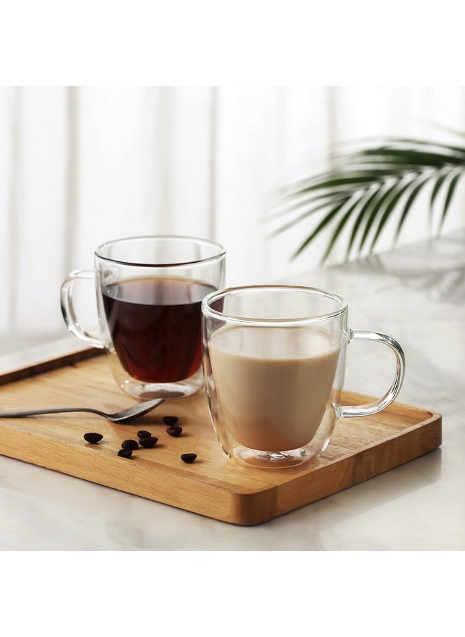 CNGLASS Large Double Wall Glass Coffee Mug 17 oz,Insulated Glass Coffee Cups with Handle,Set of 1