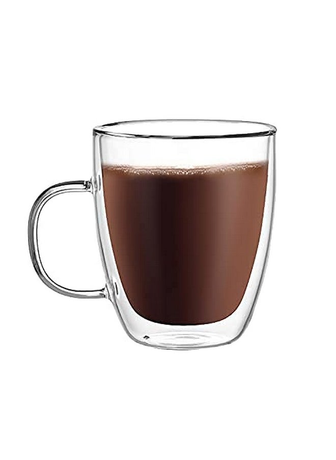 CNGLASS Large Double Wall Glass Coffee Mug 17 oz,Insulated Glass Coffee Cups with Handle,Set of 1
