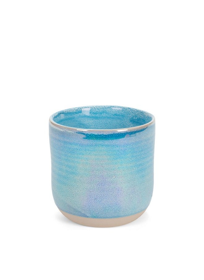 Elanze Designs Glossy Reactive Glaze Large 17 Fluid Ounce Everyday Kitchen Food Grade Ceramic Stoneware Coffee Mug Cup with Comfort Curved Handles, Set of 4, Blue