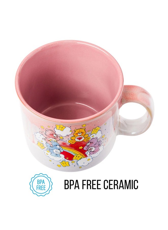 Silver Buffalo Care Bears Rainbow with Stars Reactive Glaze Ceramic Camper Mug Featuring Tenderheart, Cheer, Grumpy, and Share Bear, 20 Ounces