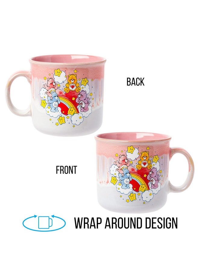 Silver Buffalo Care Bears Rainbow with Stars Reactive Glaze Ceramic Camper Mug Featuring Tenderheart, Cheer, Grumpy, and Share Bear, 20 Ounces
