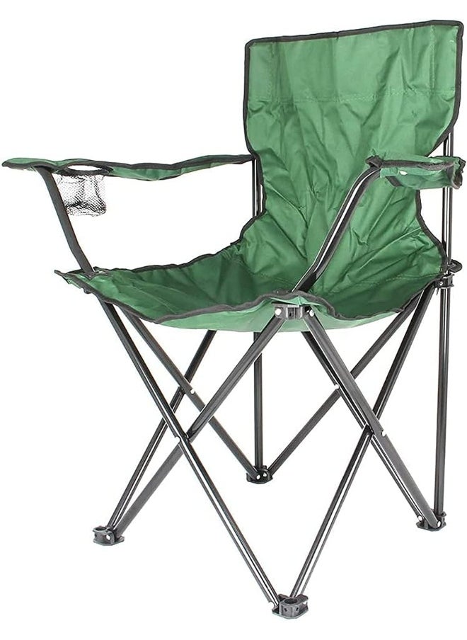 Camping Chair, Folding Camping Chairs For Adults With Armrests And Cup Holder And Carrying Bag, Lightweight Portable For Beach, Perfect For Caravan Trips, Bbqs, Garden, Picnic, Green