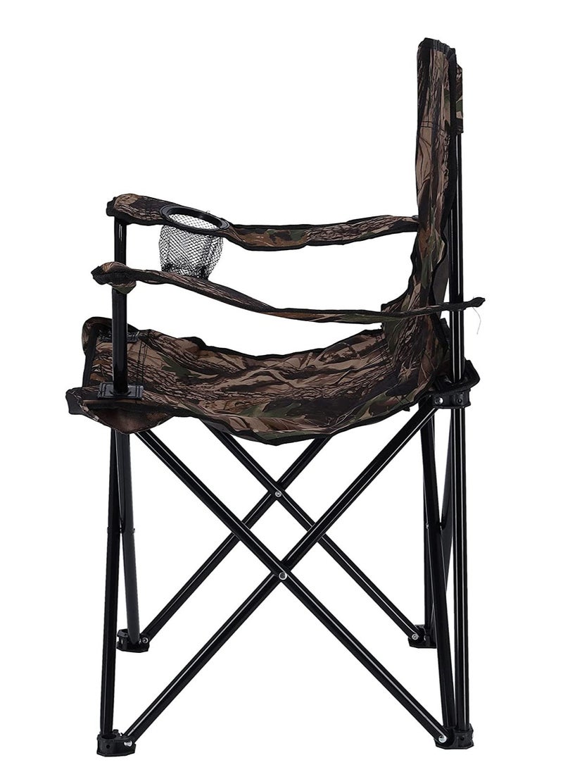 Foldable Camping Chair Heavy Duty/Picnic chair/Out Door Chair  Hand Support with Cup Holder with Carry Bag(Army Desighn)