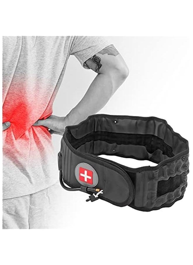 Inflatable Back Brace for Lower Back Pain Relief - Lumbar Support Belt with Hand Pump Back Pain Relief Lumbar Support Back Traction Device with Hand Pump (Black)