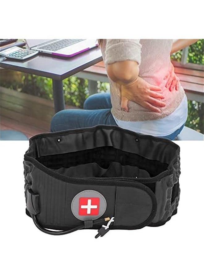 Inflatable Back Brace for Lower Back Pain Relief - Lumbar Support Belt with Hand Pump Back Pain Relief Lumbar Support Back Traction Device with Hand Pump (Black)