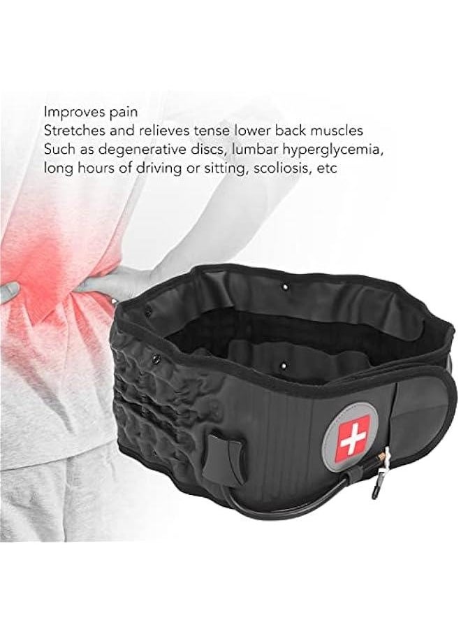 Inflatable Back Brace for Lower Back Pain Relief - Lumbar Support Belt with Hand Pump Back Pain Relief Lumbar Support Back Traction Device with Hand Pump (Black)