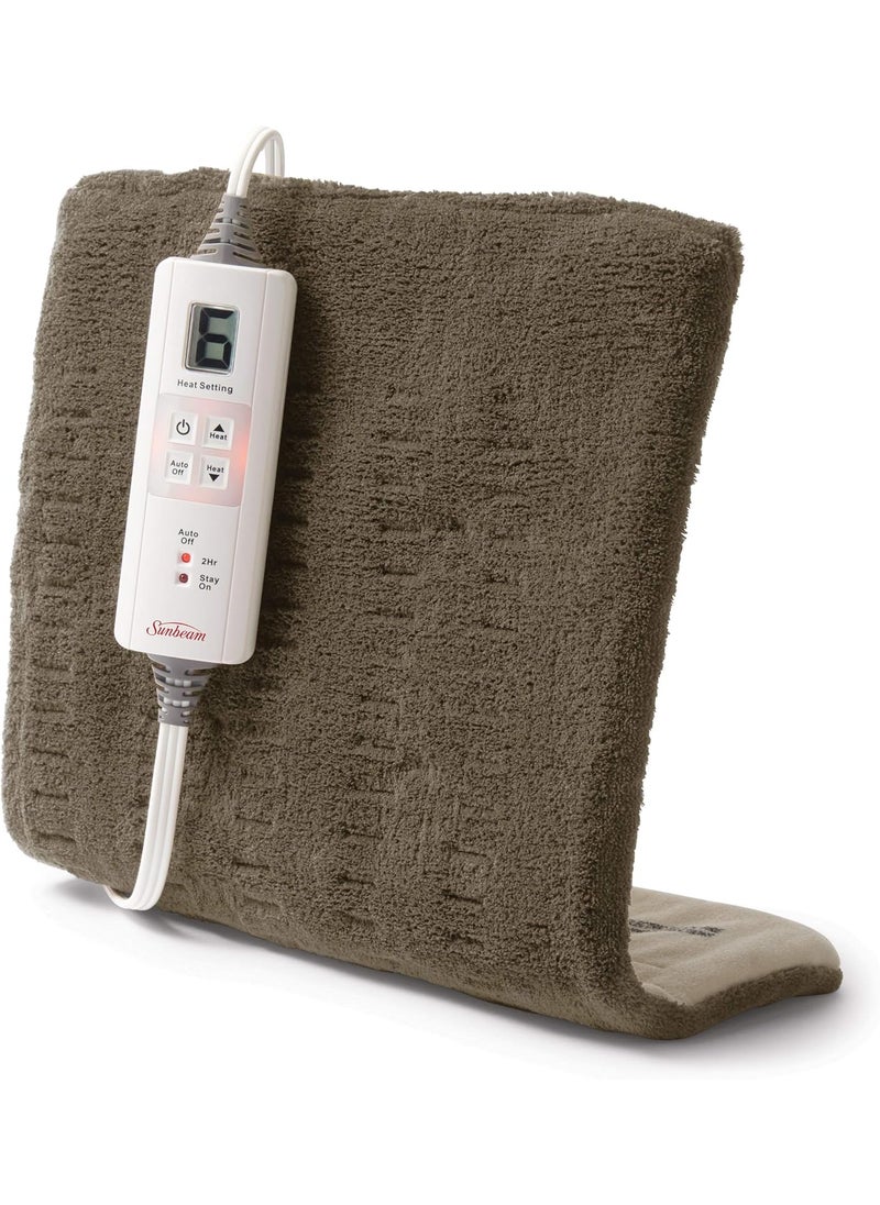 Sunbeam Premium Heating Pad with XpressHeat Technology, Standard Size, Brown