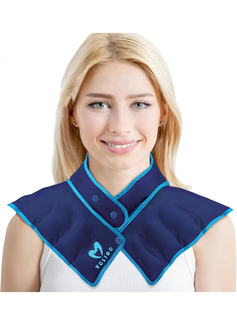 Neck Shoulder Heating Neck Wrap Microwave Heating Pad, Hot and Humid Back Pain Relief Hot Compress, Adjustable Microwave Neck Heater (NSF-Blue)