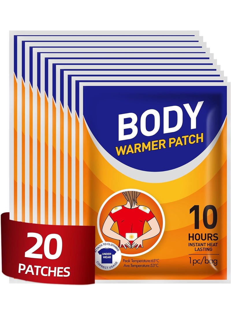 Body Warmers Large Size Heat Patches, Adhesive Heating Patches Disposable, Portable Instant Hot Packs Lasting up to 10 Hours, Travel Size Heat Pads on Cruise- 20 Packs