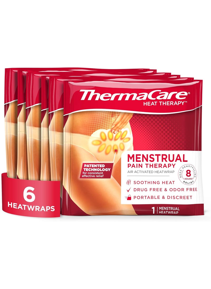 ThermaCare Portable Menstrual Heating Pad, Adhesive Period Therapy Heat Patches for Cramps and Backache Relief, HSA/FSA Eligible & Approved, 6 Count