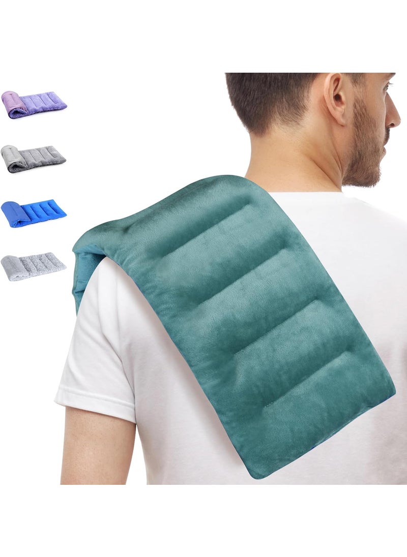 SuzziPad Microwavable Heating Pads for Reduce Discomfort, 7x16 Microwave Heated Pad for Soothing Neck and Shoulder Back Fatigue, Heatable Bag for Aches, Moist Hot Pack Heat Compress, Green