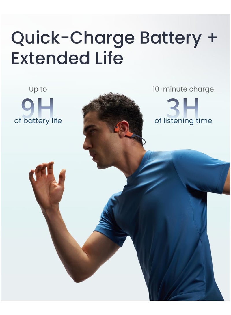 OpenSwim Pro Bone Conduction Sports Headphones, IP68 Waterproof Open-Ear Wireless Earphones with Bluetooth 5.4, 32GB of MP3 Storage, Noise Canceling Mics, 9h Playtime for Running, Swimming Red