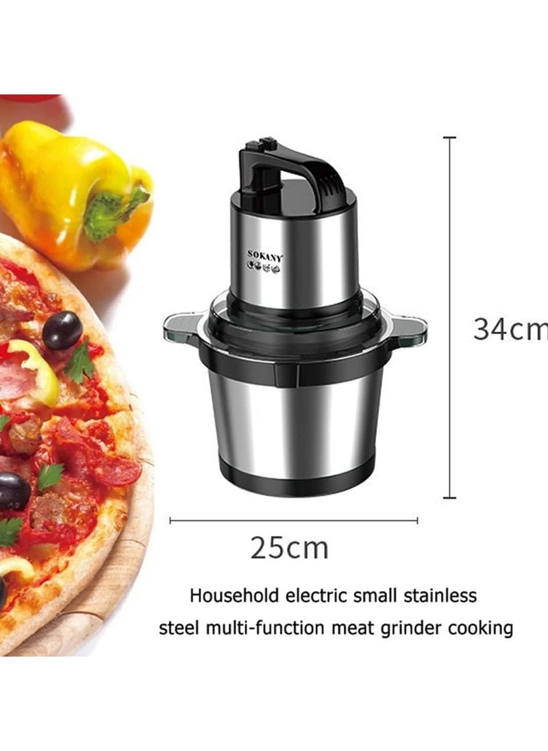 OKANY 800W Electric Food Chopper & Meat Grinder – 4L Stainless Steel Bowl, 4 Sharp Blades, High-Speed Processor for Vegetables, Fruits, Nuts, and Meats (SK-7028)