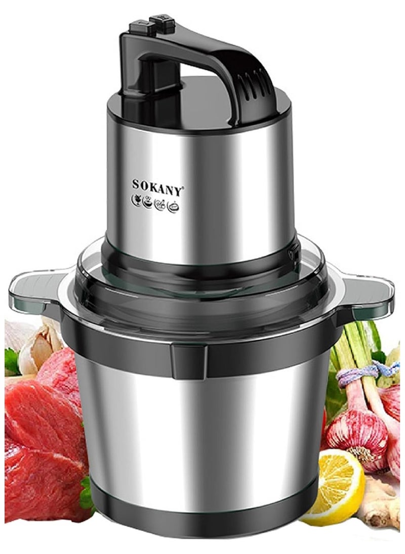 OKANY 800W Electric Food Chopper & Meat Grinder – 4L Stainless Steel Bowl, 4 Sharp Blades, High-Speed Processor for Vegetables, Fruits, Nuts, and Meats (SK-7028)