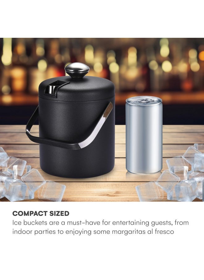 flybold Small Ice Bucket for Parties - Ice Bucket with Lid for Cocktail Bar - Double Walled Ice Container - Portable Chiller Bin Basket - Insulated Wine Buckets for Indoor or Outdoor - Ice Cube Holder