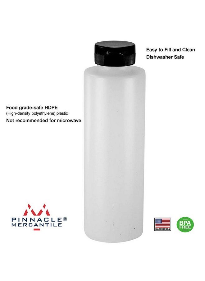 Pinnacle Mercantile Condiment Squeeze Bottles with Flip Top Hinged Black Cap 16 oz Set of 5 (Perfect for Condiments, Sauces, Dressings, BBQ, Ketchup) Made USA