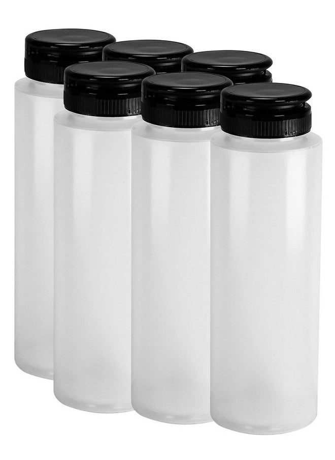 Pinnacle Mercantile Easy Squeeze Plastic Condiment Bottles with Black Flip Top Cap 8 oz Empty Set 6