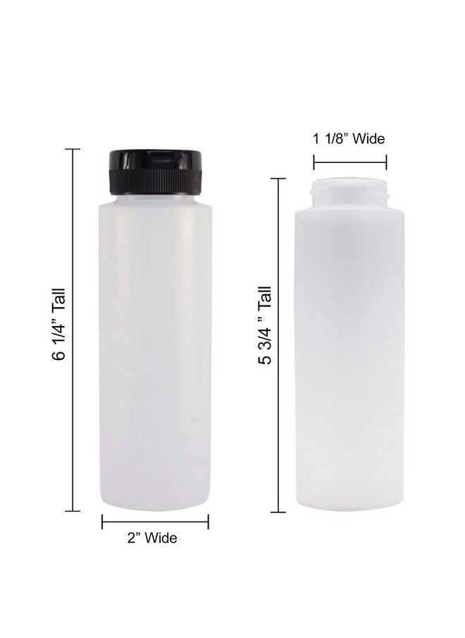 Pinnacle Mercantile Easy Squeeze Plastic Condiment Bottles with Black Flip Top Cap 8 oz Empty Set 6