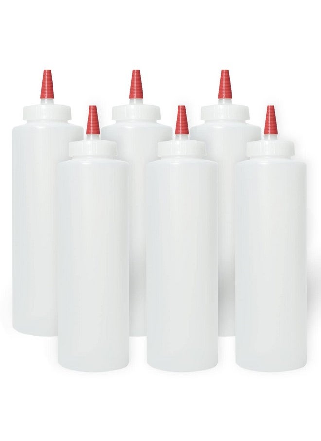 Pinnacle Mercantile Plastic Squeeze Condiment Bottles with Red Tip Cap 16-ounce Set of 6 Wide Mouth