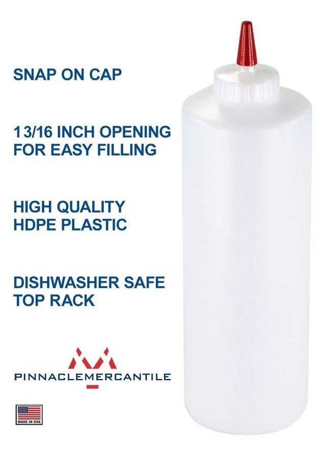 Pinnacle Mercantile Plastic Condiment Squeeze Bottles with Red Tip Cap 32-ounce Set of 4