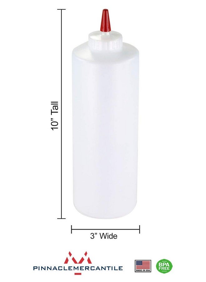 Pinnacle Mercantile Plastic Condiment Squeeze Bottles with Red Tip Cap 32-ounce Set of 4