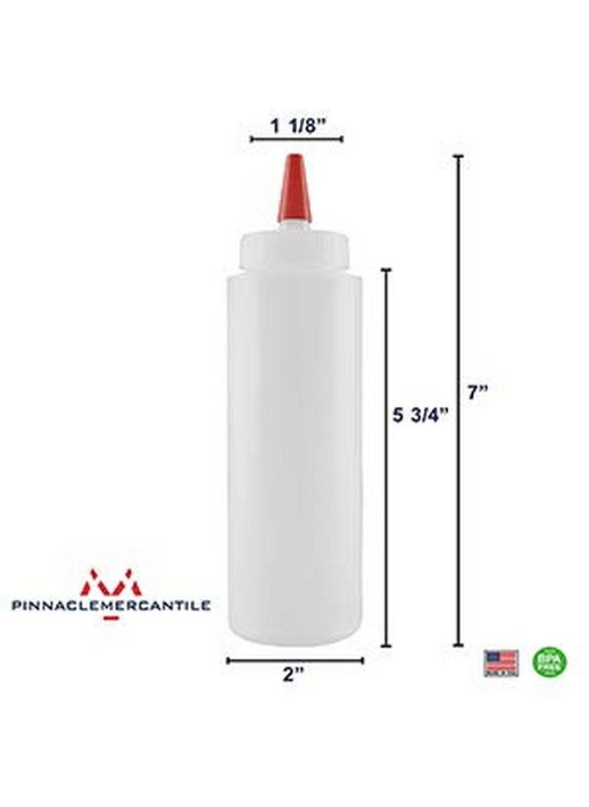 Pinnacle Mercantile 12 Pack Condiment Squeeze Bottles 8-ounce Red Cap Soft Squeeze for Icing, Ketchup, Frosting, Cookie Decorating, Sauces
