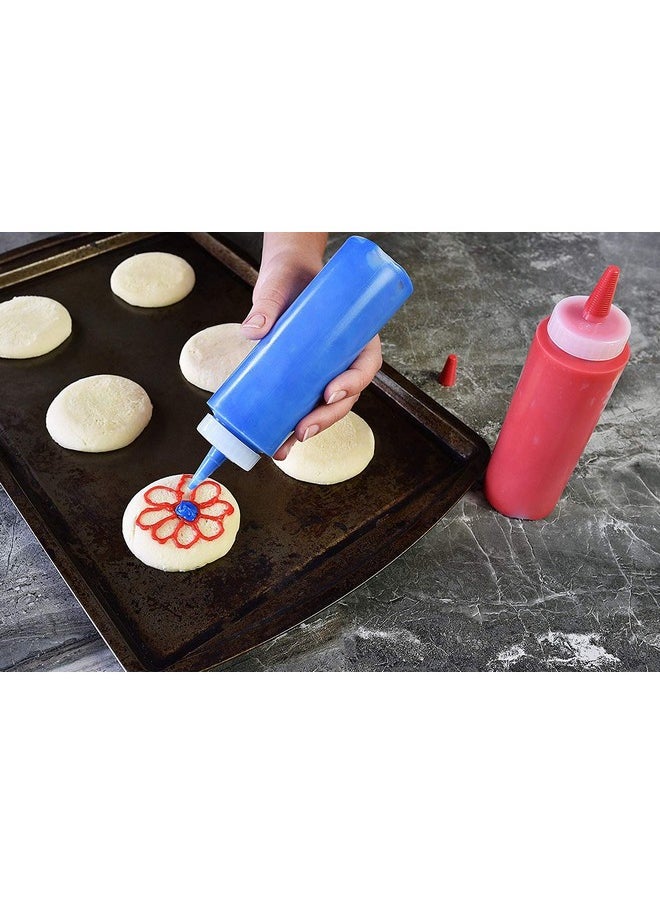 Pinnacle Mercantile 12 Pack Condiment Squeeze Bottles 8-ounce Red Cap Soft Squeeze for Icing, Ketchup, Frosting, Cookie Decorating, Sauces