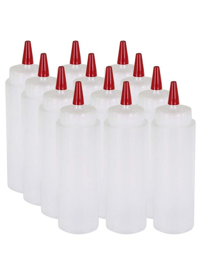Pinnacle Mercantile 12 Pack Condiment Squeeze Bottles 8-ounce Red Cap Soft Squeeze for Icing, Ketchup, Frosting, Cookie Decorating, Sauces