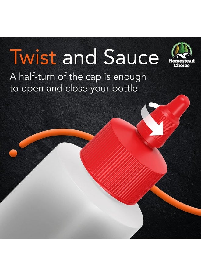 Made in USA Condiment Squeeze Bottles 16 OZ, 6 Pack Squirt Bottles for Sauces Liquids BPA Free Condiment Bottles with Twist Cap Ketchup, Syrup, Oil, Dressings, Honey, BBQ, Arts Crafts