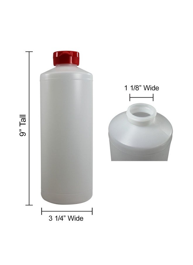 Pinnacle Mercantile Plastic Condiment Squeeze Bottles Dispensing with Red Flip Top Hinged Cap Large 32 oz Empty Set of 4