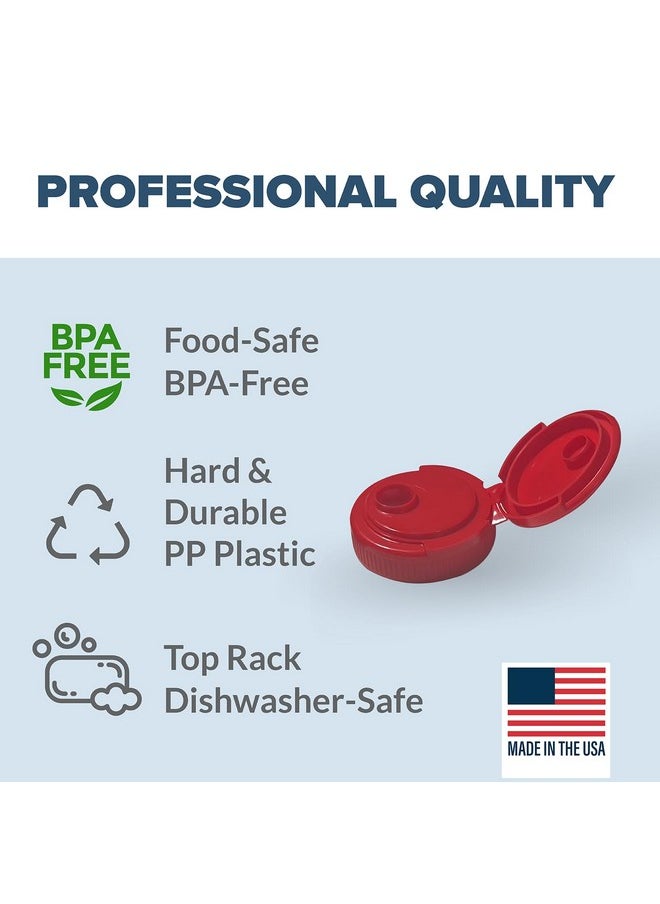 Pinnacle Mercantile Squeeze Bottle Caps - Red Replacement Condiment Caps, 38-400 Fliptop Lid, Dishwasher Safe, Made in USA, BPA Free - Ideal for Squeeze Bottle Lids