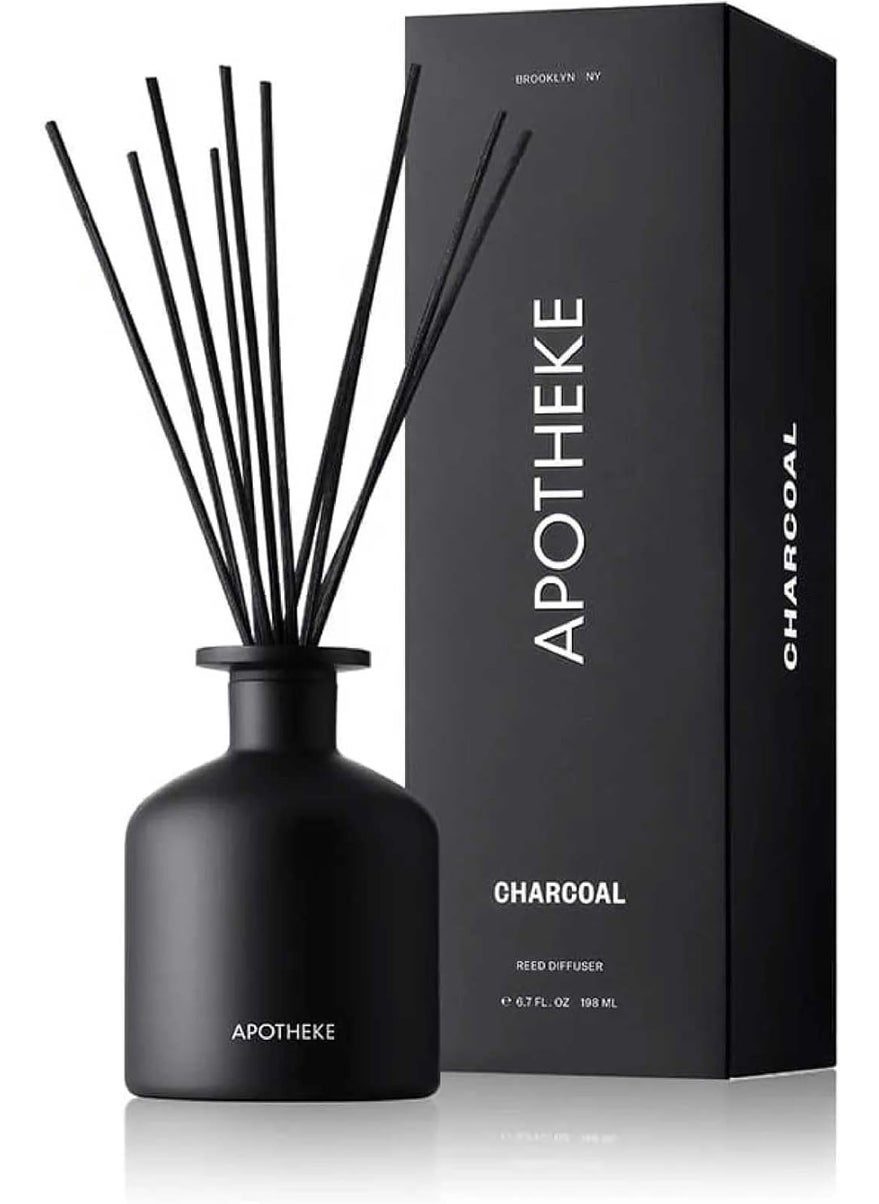 Apotheke Luxury Scented Oil Reed Diffuser for Home (Charcoal) - Home Fragrance Diffuser Set with Sticks
