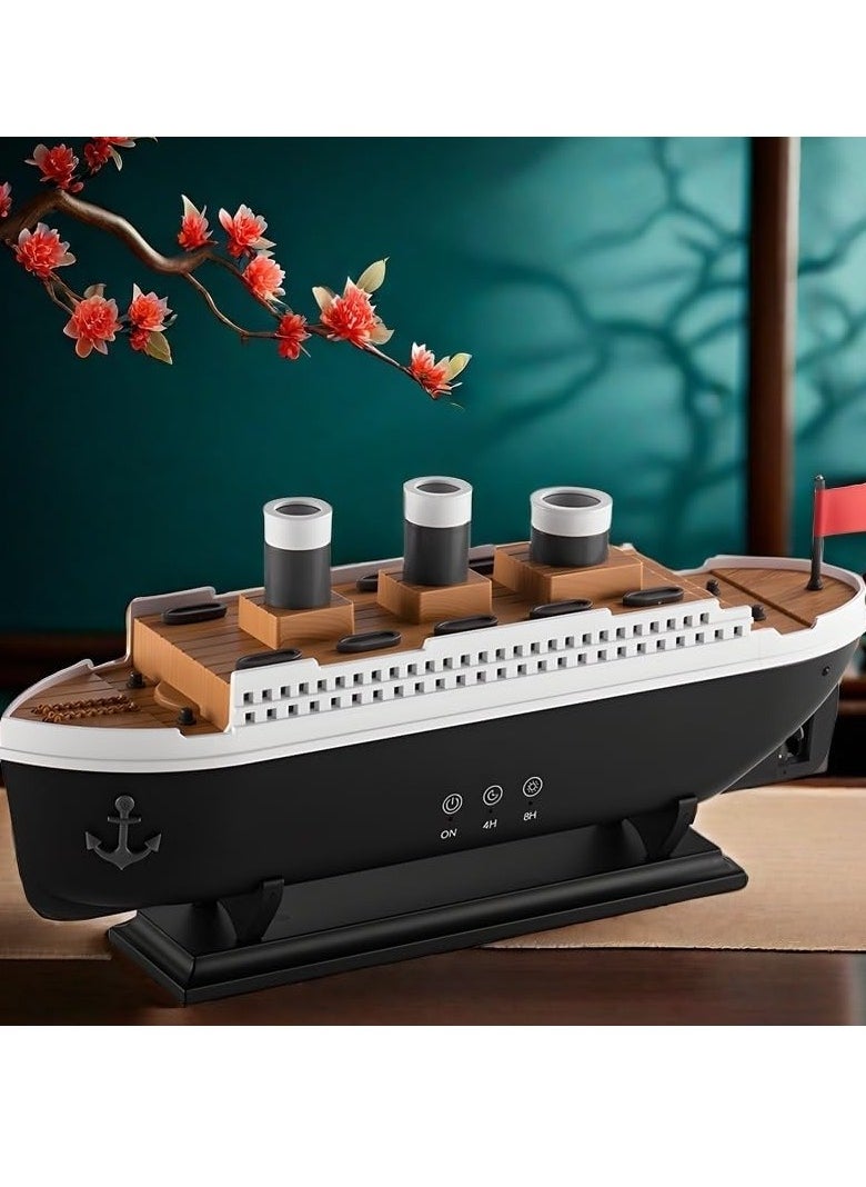250ml Ship Essential Oil Diffuser & Cool Mist Humidifier – Vintage Aromatherapy with Jellyfish Smoke Ring Spray, 4 LED Light Modes, 28dB Ultra-Quiet, 8H Timer, Auto Shut-Off, Remote Control, BPA-Free – Perfect for Home, Office, Baby & Gifts