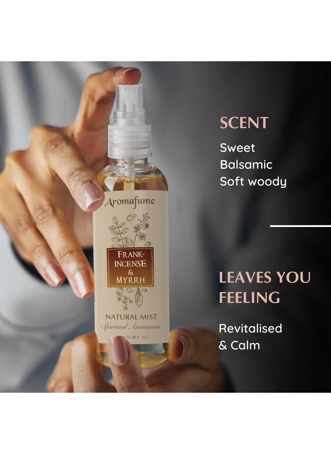 Frankincense & Myrrh Natural Resin Mist Spray by Aromafume | 100 ml / 3.3oz | Ideal for deep relaxation, spirituality & rituals | Made with Pure Resin from Somalia | Non-alcoholic, non-toxic & vegan
