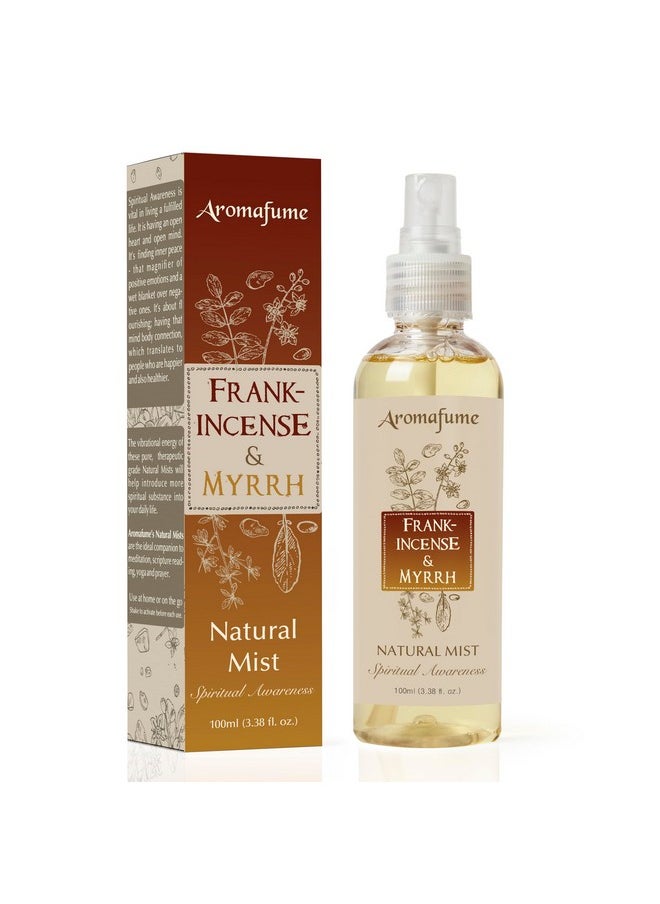 Frankincense & Myrrh Natural Resin Mist Spray by Aromafume | 100 ml / 3.3oz | Ideal for deep relaxation, spirituality & rituals | Made with Pure Resin from Somalia | Non-alcoholic, non-toxic & vegan