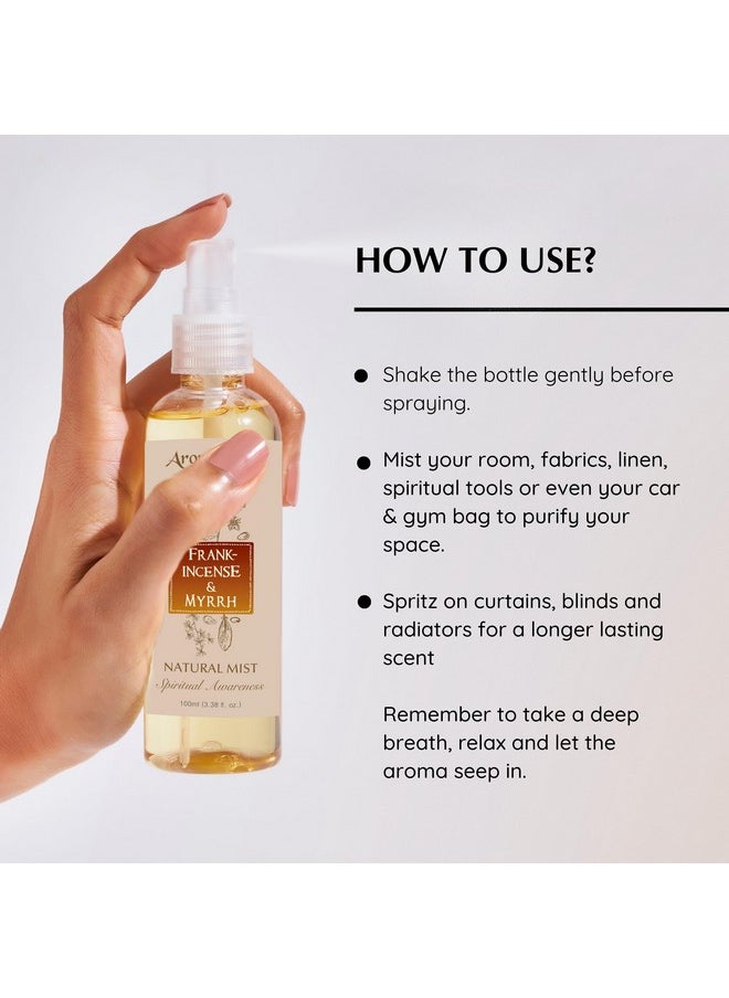 Frankincense & Myrrh Natural Resin Mist Spray by Aromafume | 100 ml / 3.3oz | Ideal for deep relaxation, spirituality & rituals | Made with Pure Resin from Somalia | Non-alcoholic, non-toxic & vegan