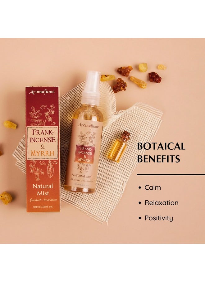 Frankincense & Myrrh Natural Resin Mist Spray by Aromafume | 100 ml / 3.3oz | Ideal for deep relaxation, spirituality & rituals | Made with Pure Resin from Somalia | Non-alcoholic, non-toxic & vegan