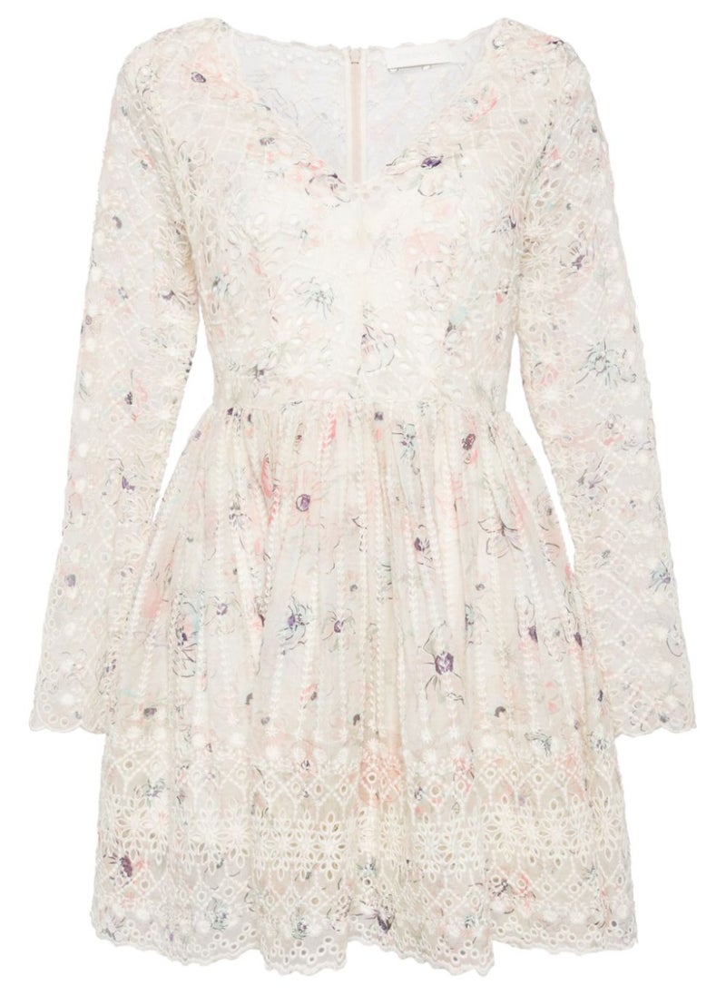 Embroidered Cotton-Blend Mini Dress