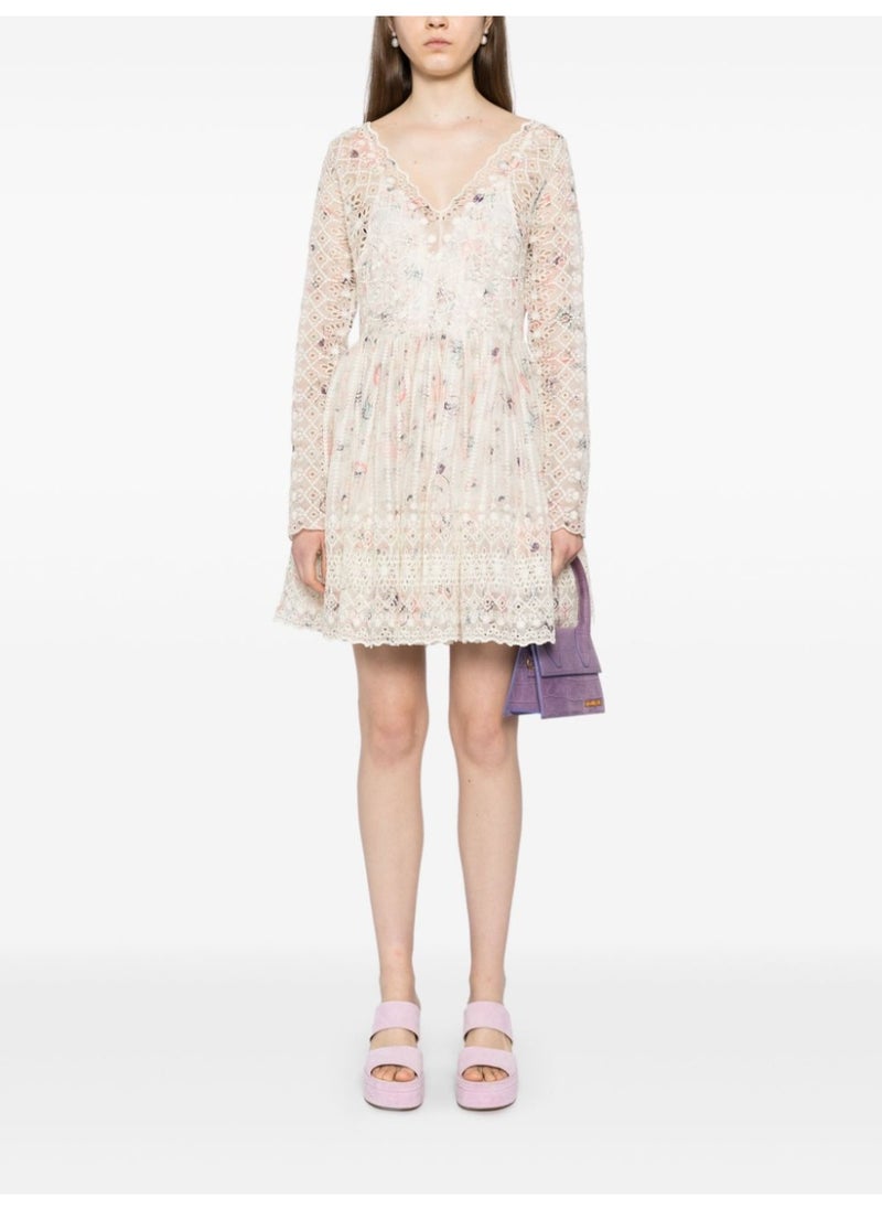 Embroidered Cotton-Blend Mini Dress