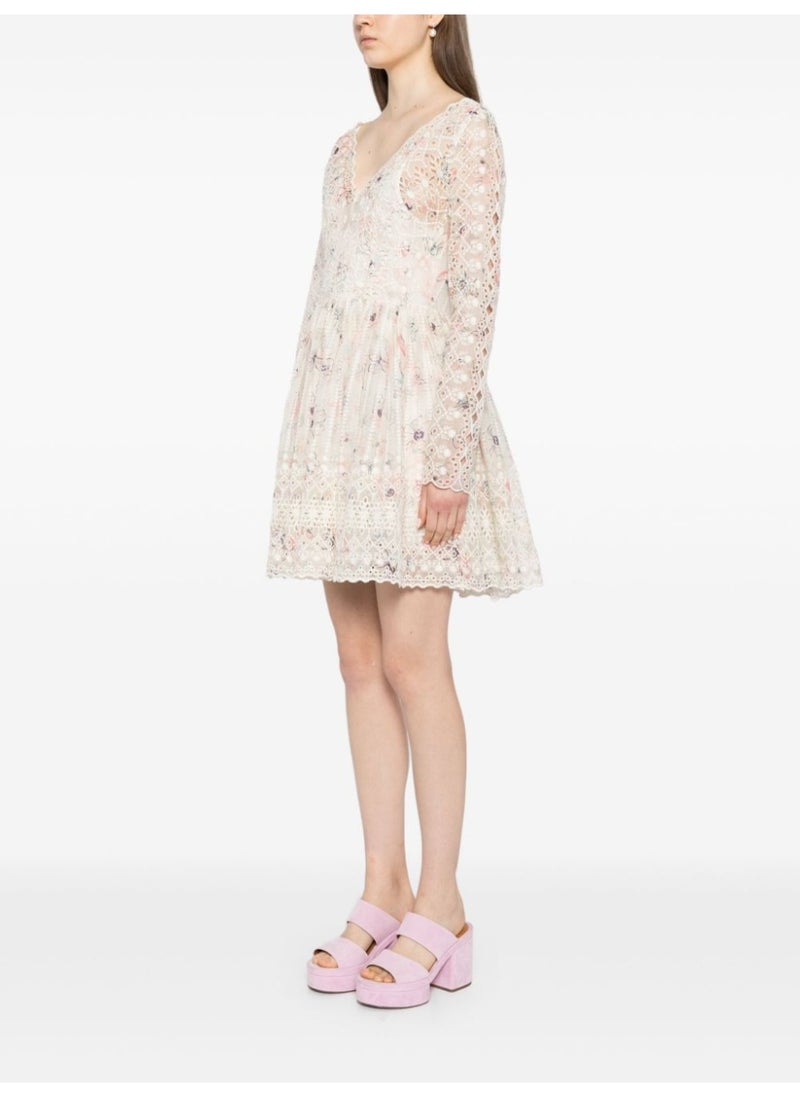 Embroidered Cotton-Blend Mini Dress