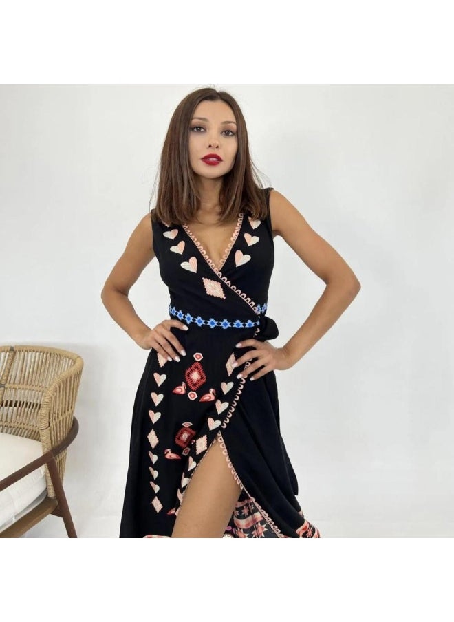 Black Patterned Kimono