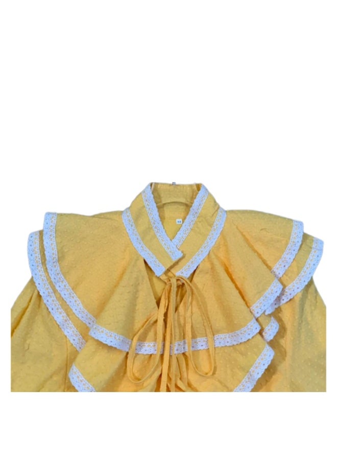 Sweet Retro Tie Neck Long-Sleeved Dress