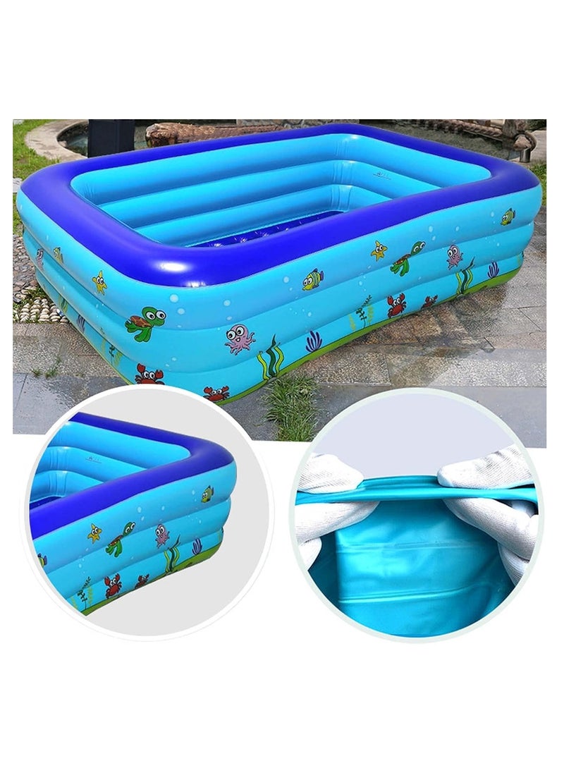 Inflatable Swimming Pool, 82Inx59Inx23In, Family Pool, Paddling Pool for Children, Inflatable Swimming Pools, Rectangular Family Pool, for Indoor, Backyard, Garden, Outdoor, Water Parties