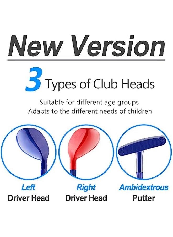 Kids Blue Golf Toy Set W/Left  Right Club Head, Boy Outdoor Sport Toy Age 3-5, Toddler Indoor Golf Ball Game, Child Active Exercise Yard Play, Birthday Gifts for 4 6 7 8 Year Olds Girl