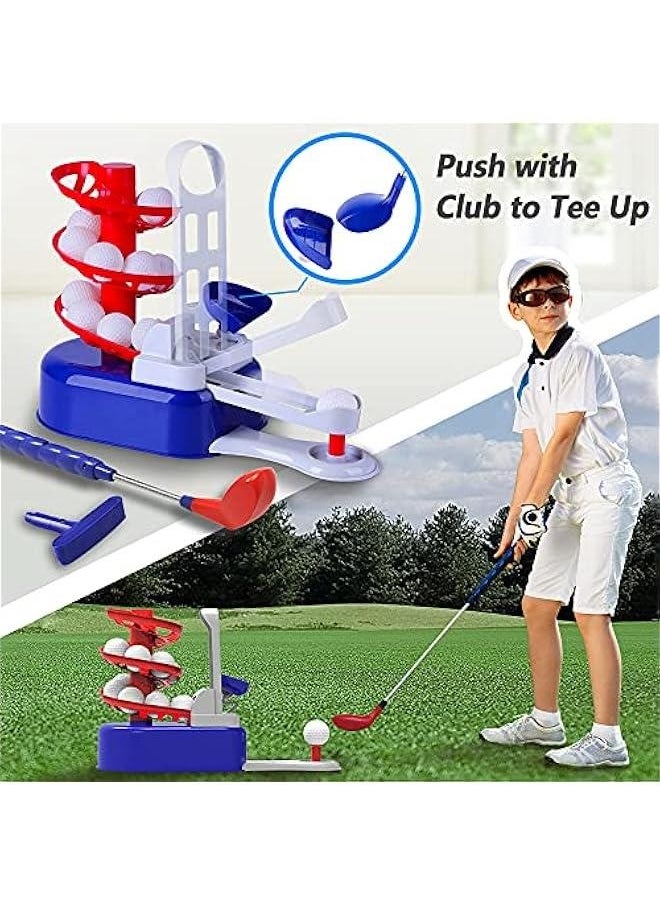 Kids Blue Golf Toy Set W/Left  Right Club Head, Boy Outdoor Sport Toy Age 3-5, Toddler Indoor Golf Ball Game, Child Active Exercise Yard Play, Birthday Gifts for 4 6 7 8 Year Olds Girl