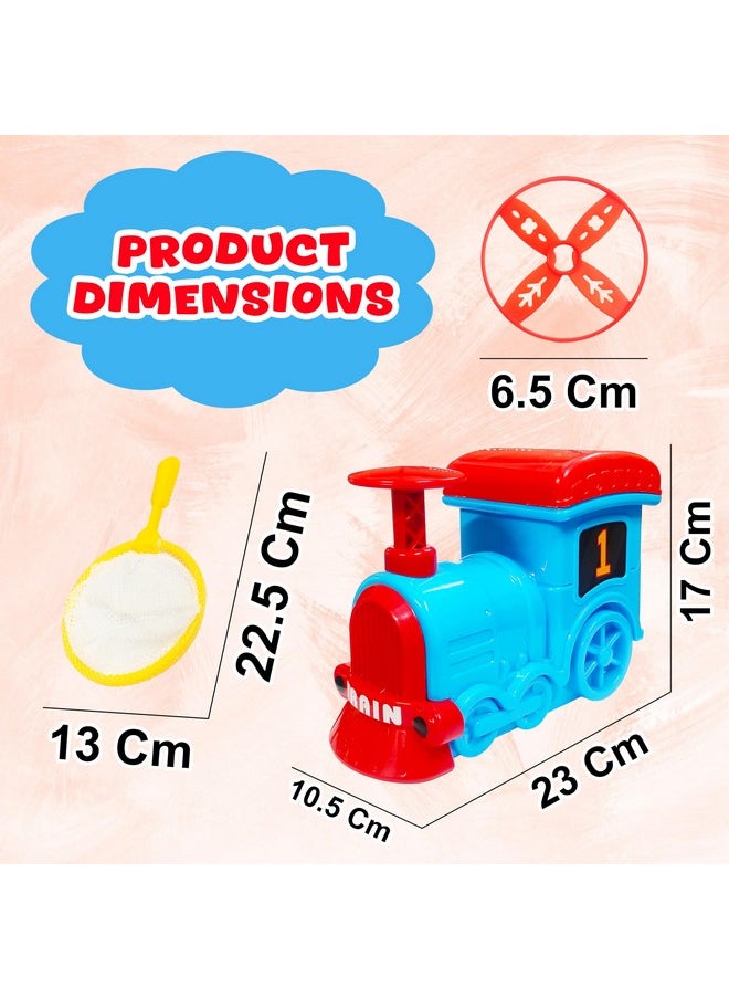 VGRASSP Train Flying Disc Launcher Toy for Kids and Adults with 8 Discs, 2 Catch Nets - Step-On Fly and Catch Flying Saucer Set - Indoor Outdoor Play with Family and Friends - Multicolor