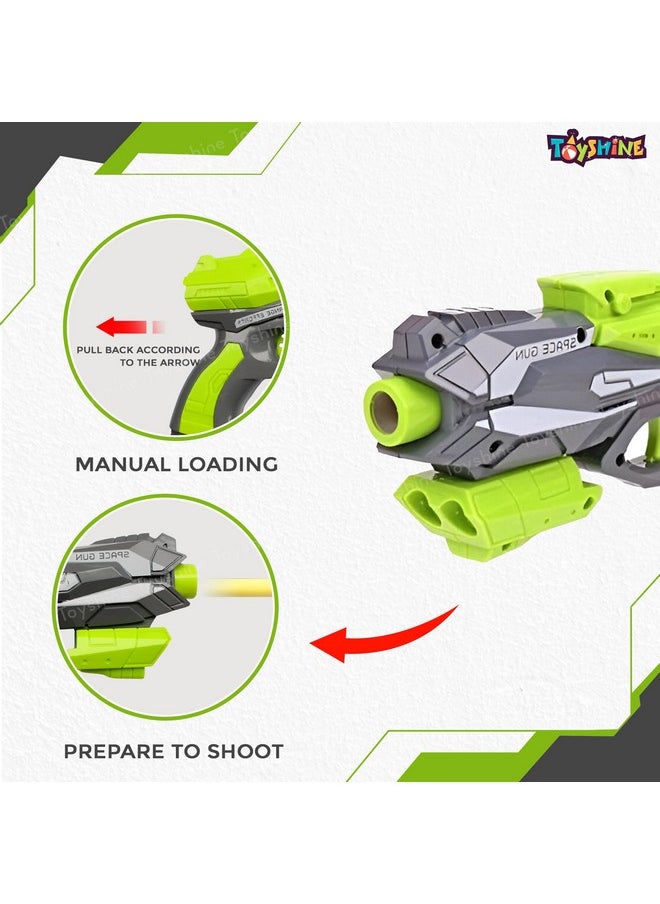 Toyshine Thunder Strike Load and Shoot Gun Toy with 6 Safe Foam Darts Safe and Long Range Target Shooting Shot Gun for Boys Girls 4+ Year, Green