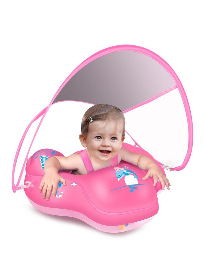 LAYCOL Baby Swimming Float Inflatable Baby Pool Float Ring Newest with Sun Protection Canopy,add Tail no flip Over for Age of 3-36 Months